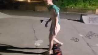 Lady Skateboarding completely naked