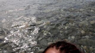 Extreme oral sex on public beach with sperm in mouth from home-made lovers