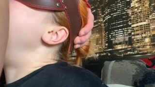 Extreme deepthroat with teeny red-head whore