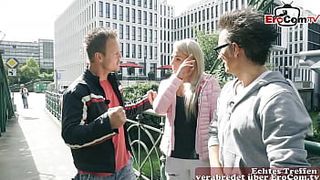 STREET FLIRT - German blonde teeny picked up for anal threesome