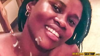 South black youngster african waitress gets heavy cums on cums on