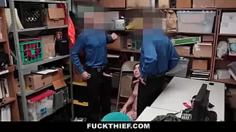2 Security Officer Decide to Punish Shoplifting Youngster with Their Rods - Fuckthief