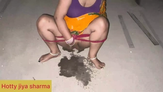 Cute bhabhi is desperate for hard core sex to fulfil her sexual desire when pissing in store room