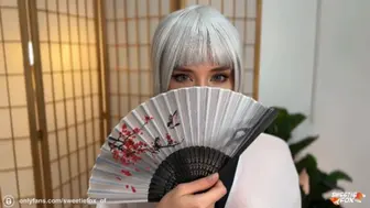 Fucking in All Holes with Busty Cutie in Kimono - two Cumshots: Anal Cream-Pie & Spunk on Butt
