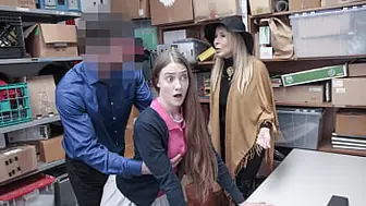 Teeny and Her Old Lady Poked by Perv Mall Officer for Stealing from Mall Premises - Fuckthief