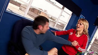 Angry Teenie in Overknee Socks at Femdom Fuck with her Nerd Coach