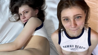 My Cute Neighbor is Going Crazy. Her Tiny Twat Can Barely Fit That Dick