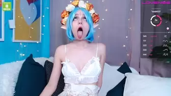 Blue Hair Ahegao Teenie Masturbate