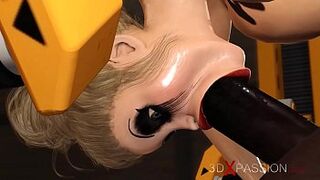 3dxpassion.com. Horny blonde in restraints gets nailed hard by a dark fiance in a mask