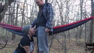 Chick goes Hiking and Stops to Play with Herself, Stranger makes her Squirt before Giving a Cums On